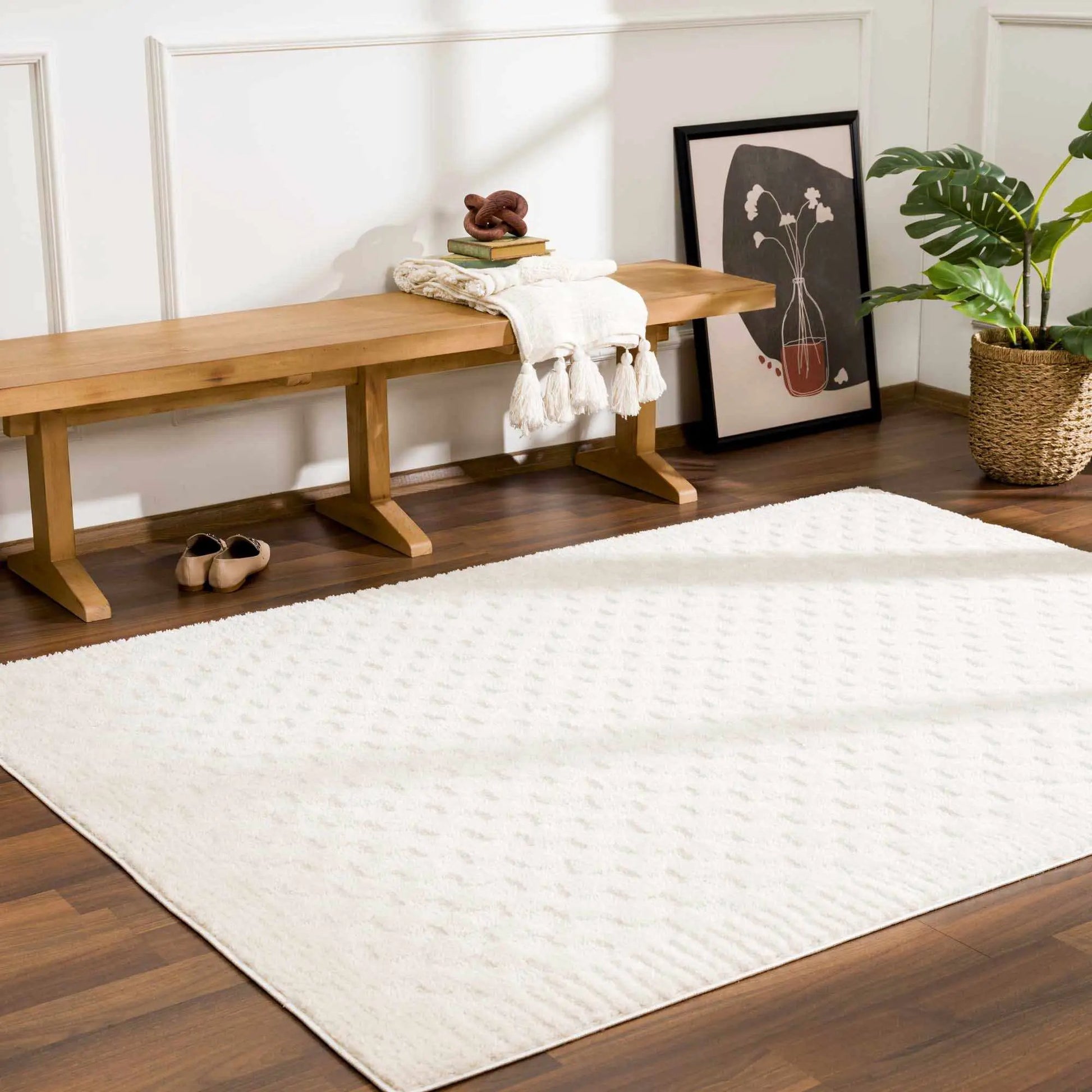 Leryn Ivory Checkered Area Rug from PriceLows™
