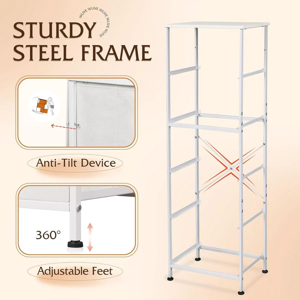 Fabric Dresser For Bedroom With Tall White Finish Storage from PriceLows™