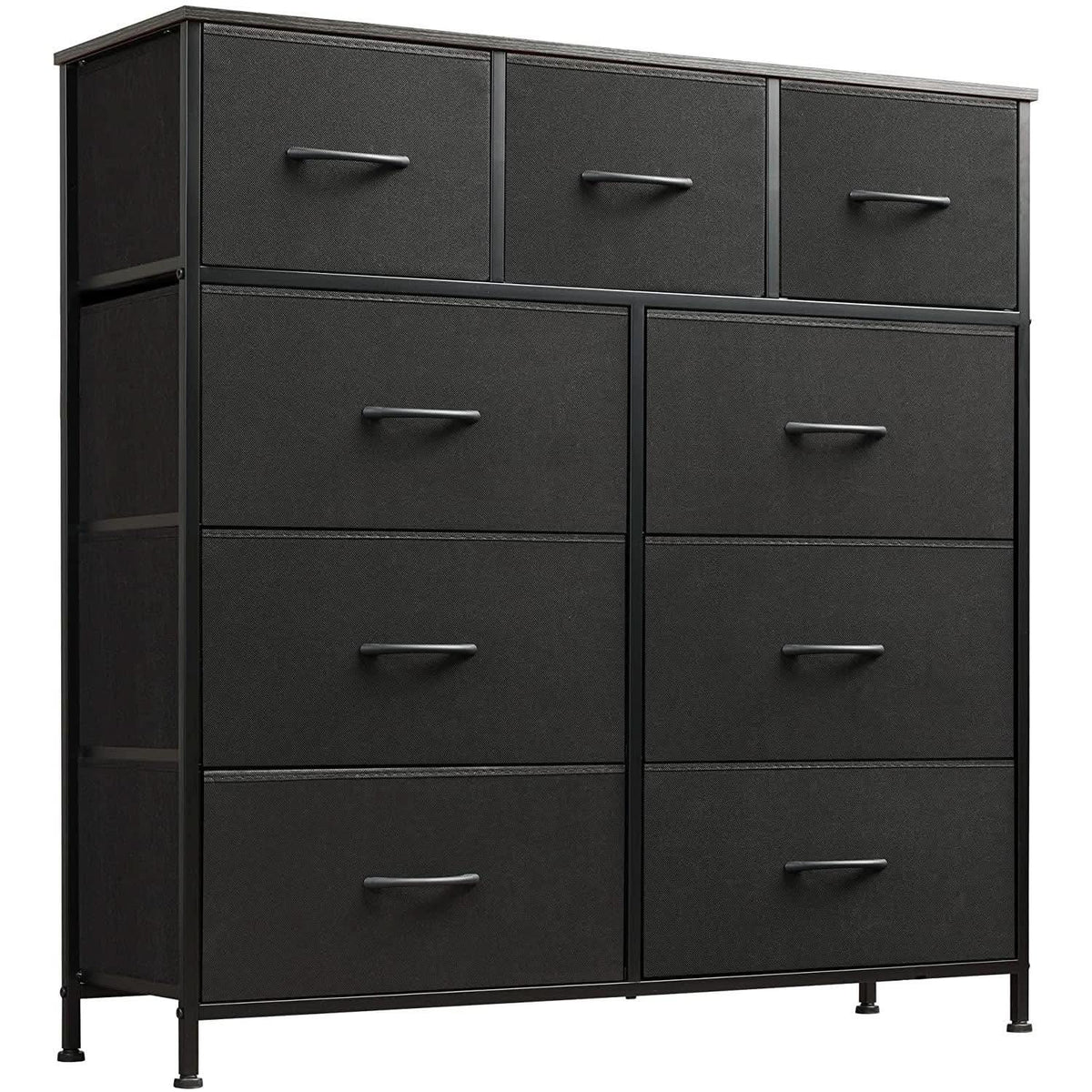 Fabric Storage Tower 9 Drawer Unit Charcoal Black Bedroom from PriceLows™