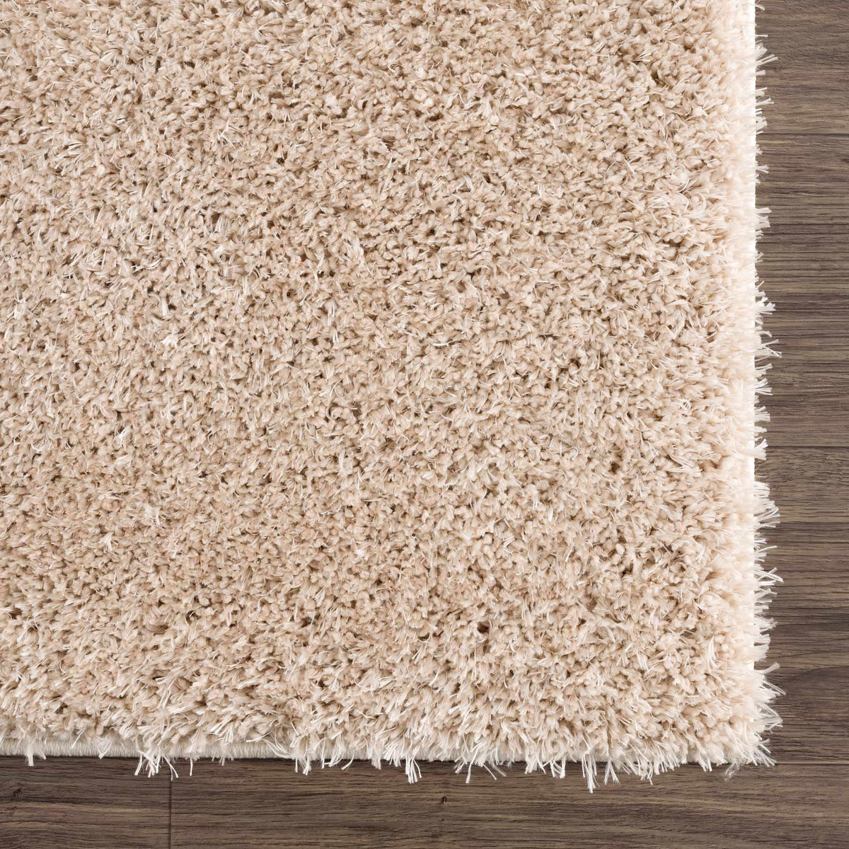 Faina Solid Beige Shag Rug Washable from PriceLows™