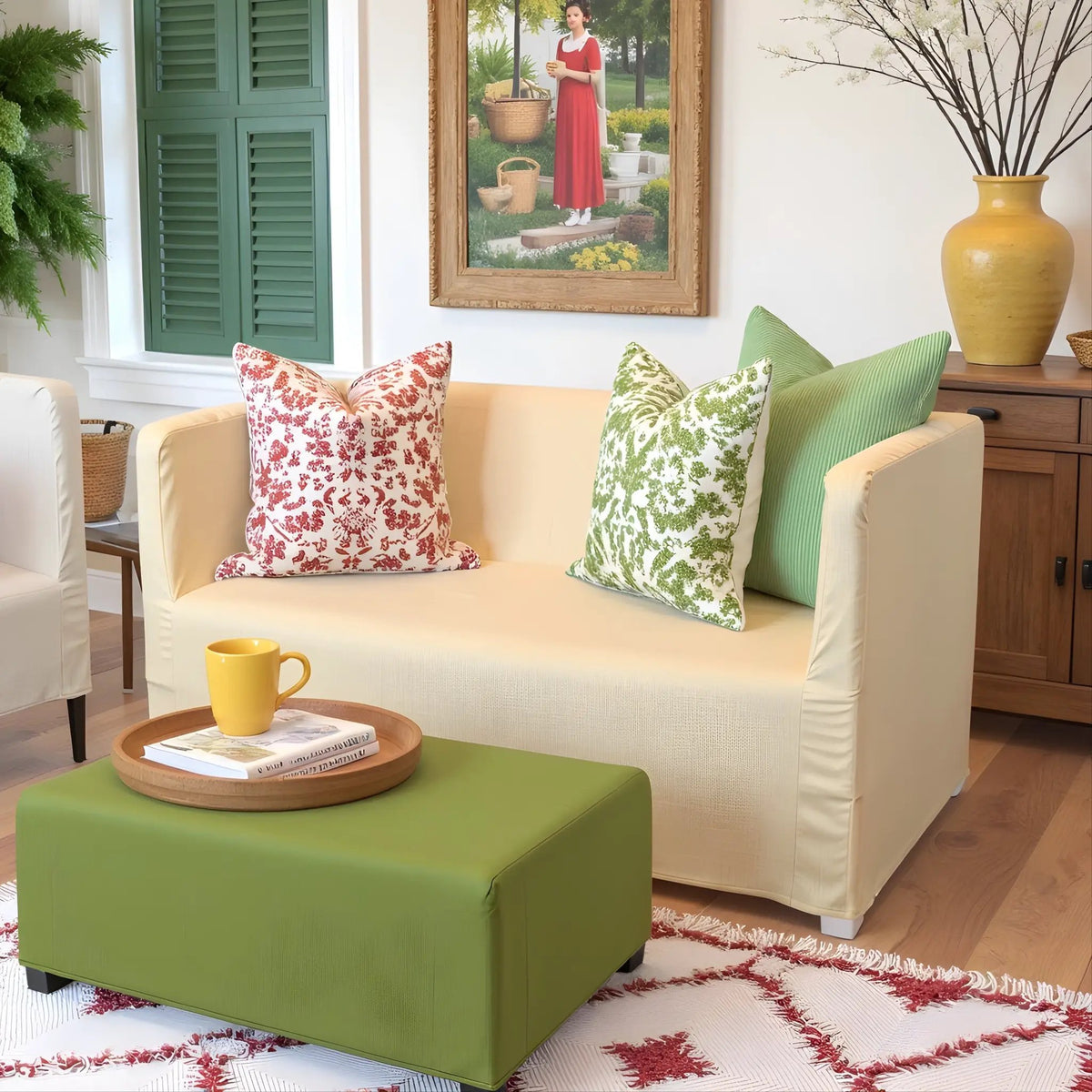 Farmhouse Beige European Linen Slipcover – Compatible with IKEA Knopparp Sofa (2-Seater or 3-Seater) from PriceLows™
