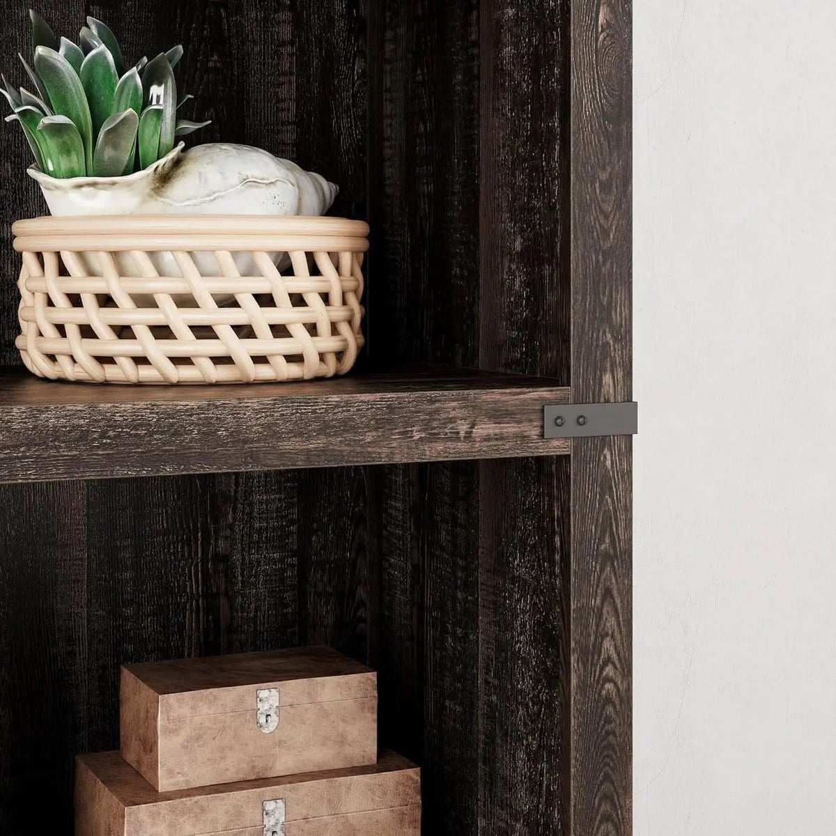 Farmhouse Cherry Bookcase 71 Inch Tall Sturdy Open Shelving from PriceLows™