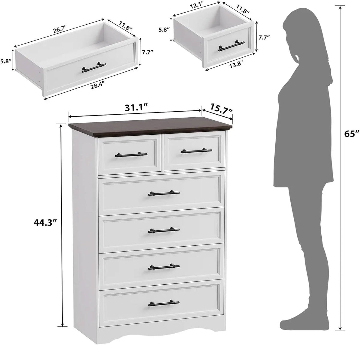 White Farmhouse Dresser FortyFourInchesTall Storage from PriceLows™