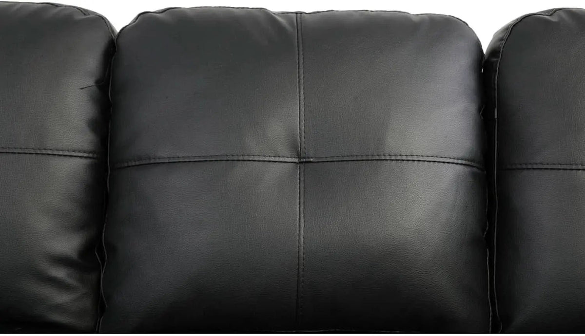 Faux Leather L Shaped Sectional Sofa Black 103 Inch Wide With Ottoman from PriceLows™