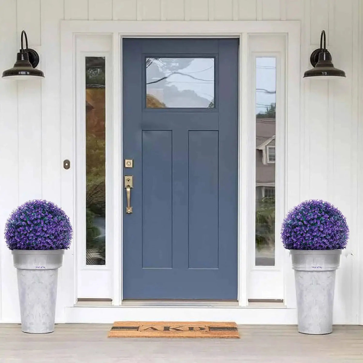 2 Pcs 16" Purple Eucalyptus Topiary Balls, Faux Greenery Decorative Spheres for Front Door, Porch & Backyard from PriceLows™