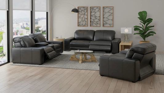 Ferrara Power Adjustable Headrest Power Recliner Sofa With Zero Gravity | 93 x 46 x 37 in | Leather | Black