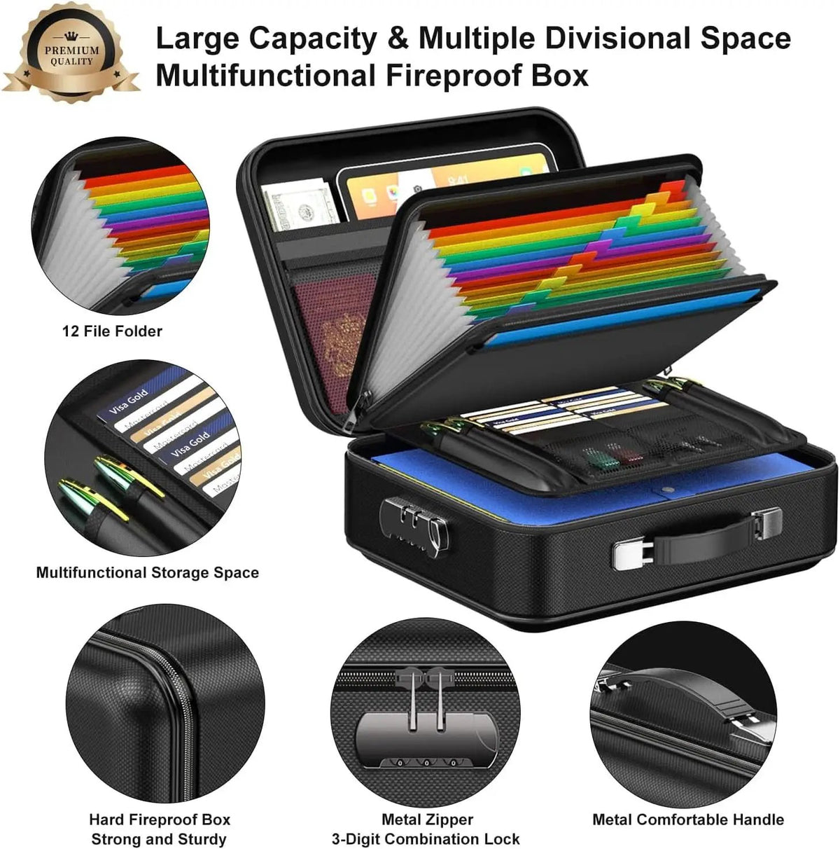 Fireproof Document Box Hard Shell Lock UL Certified from PriceLows™