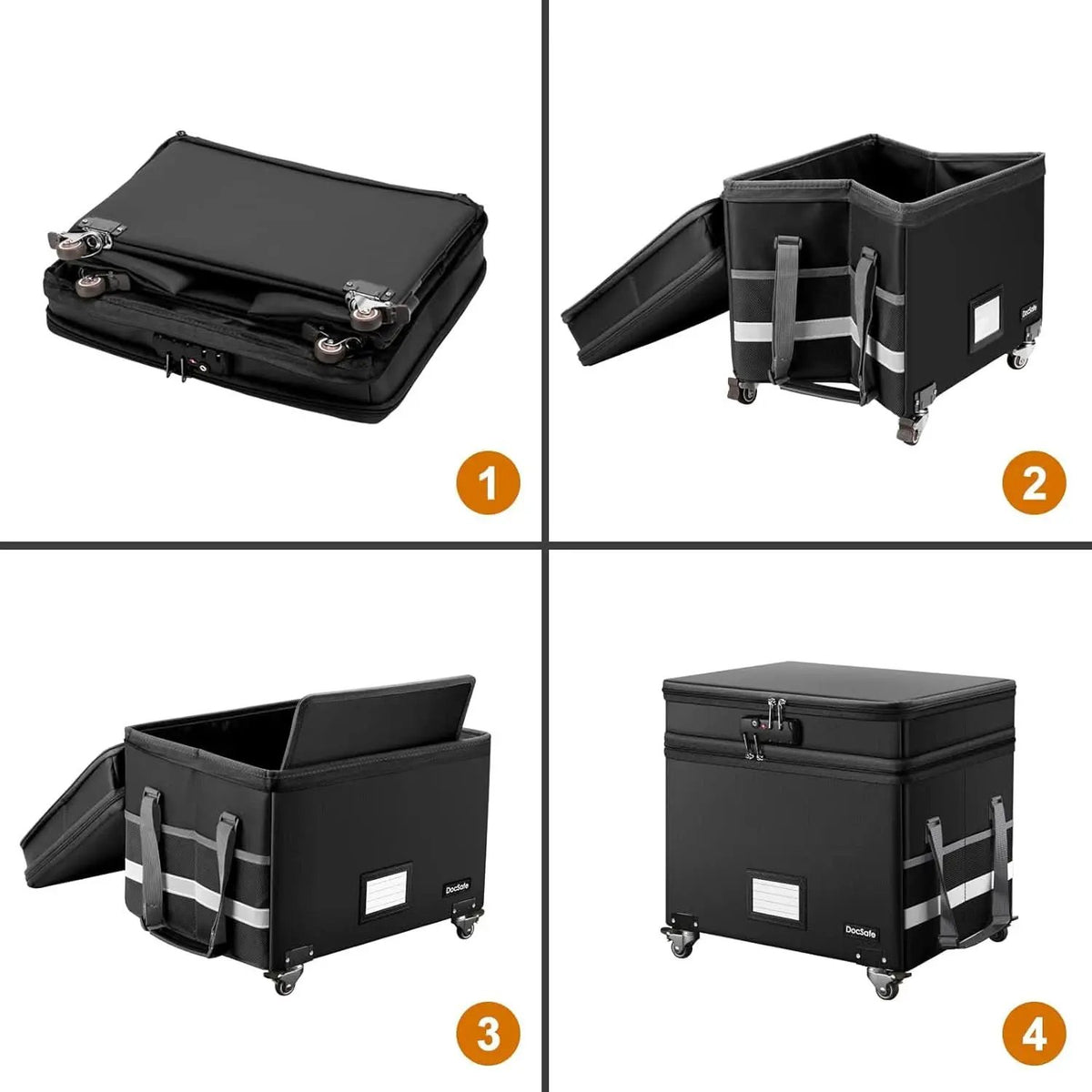 Fireproof File Box With Lock Wheels Rolling Portable from PriceLows™