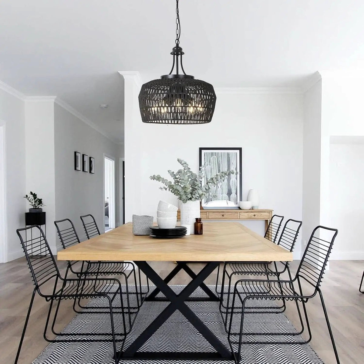 Five Light Black Chandelier For Farmhouse Dining Room from PriceLows™