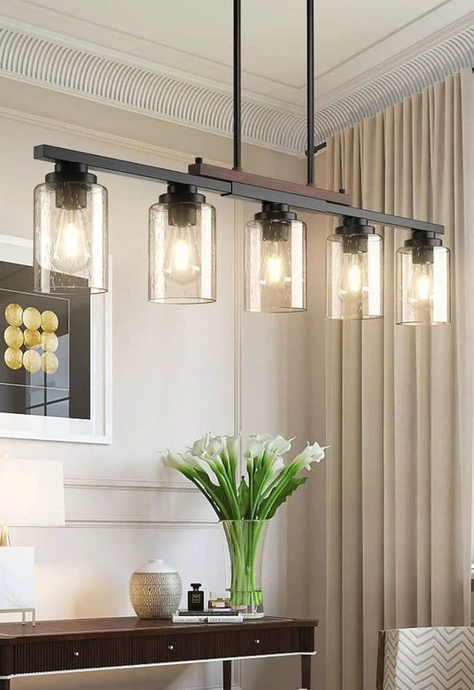 Five Lights Farmhouse Dining Room Chandelier Black Metal from PriceLows™