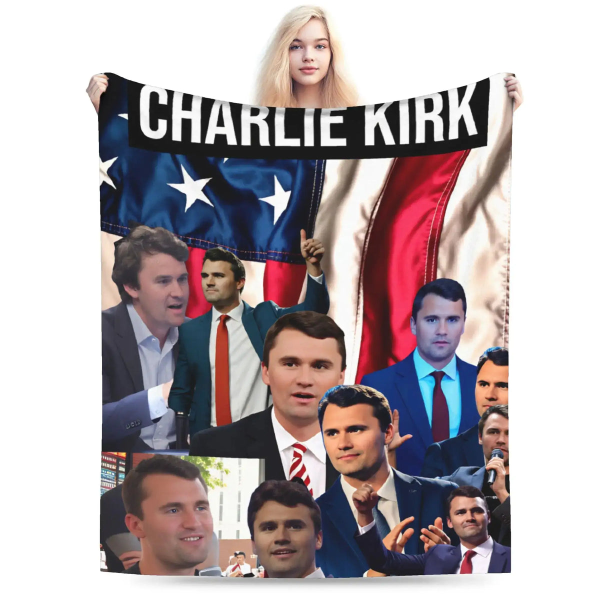 Charlie Kirk Angelic Advocate With George Floyd Blanket Girls Flannel Throw Blanket For Living Room Soft Quality Bedspread Gift from PriceLows™
