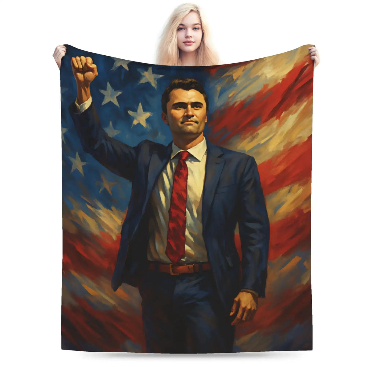 Charlie Kirk Angelic Advocate With George Floyd Blanket Girls Flannel Throw Blanket For Living Room Soft Quality Bedspread Gift from PriceLows™