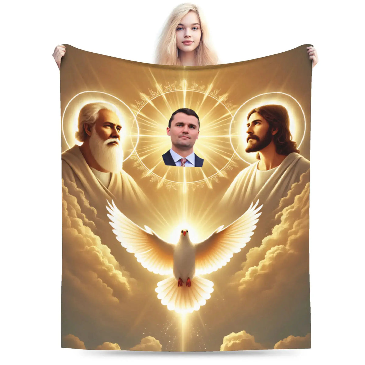Charlie Kirk Angelic Advocate With George Floyd Blanket Girls Flannel Throw Blanket For Living Room Soft Quality Bedspread Gift from PriceLows™