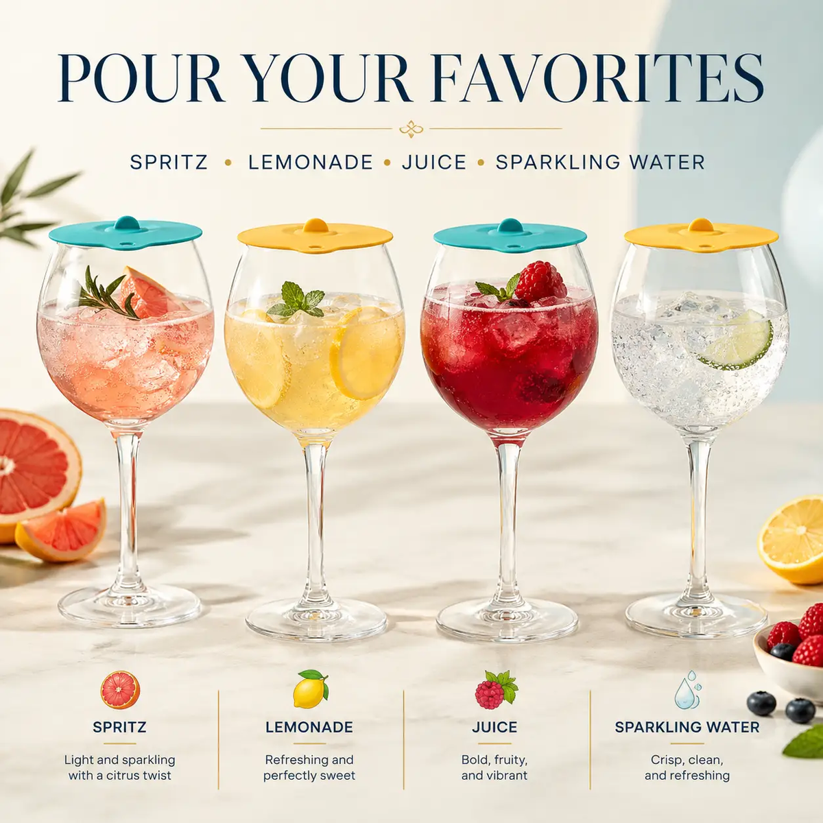Floating Pool Wine Glasses With Lids Durable 21 Oz