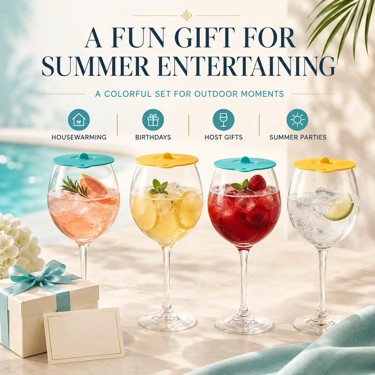 Floating Pool Wine Glasses With Lids Durable 21 Oz