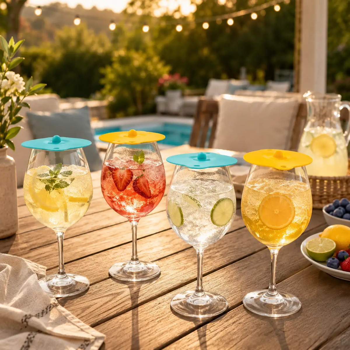 Floating Pool Wine Glasses With Lids Durable 21 Oz