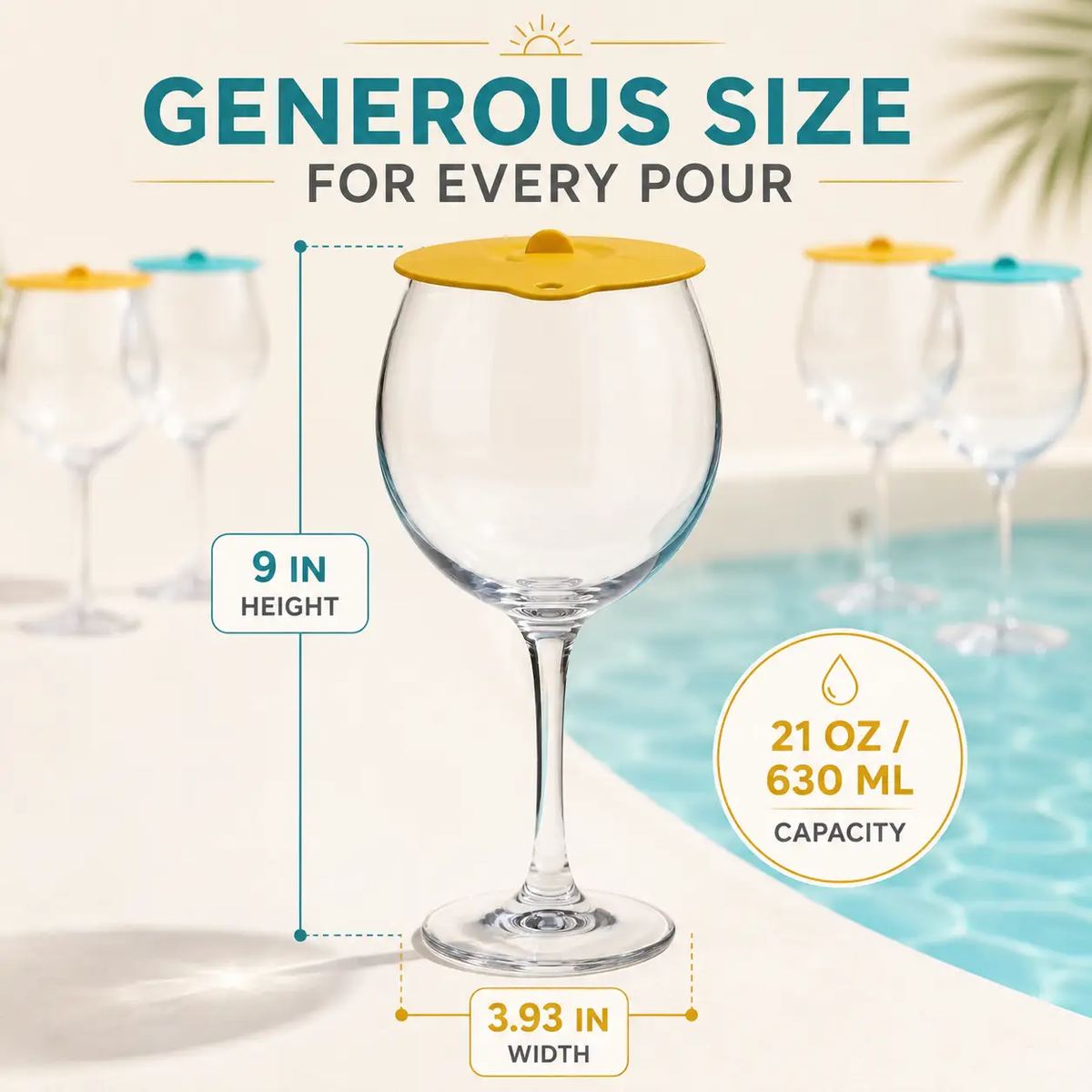 Floating Pool Wine Glasses With Lids Durable 21 Oz