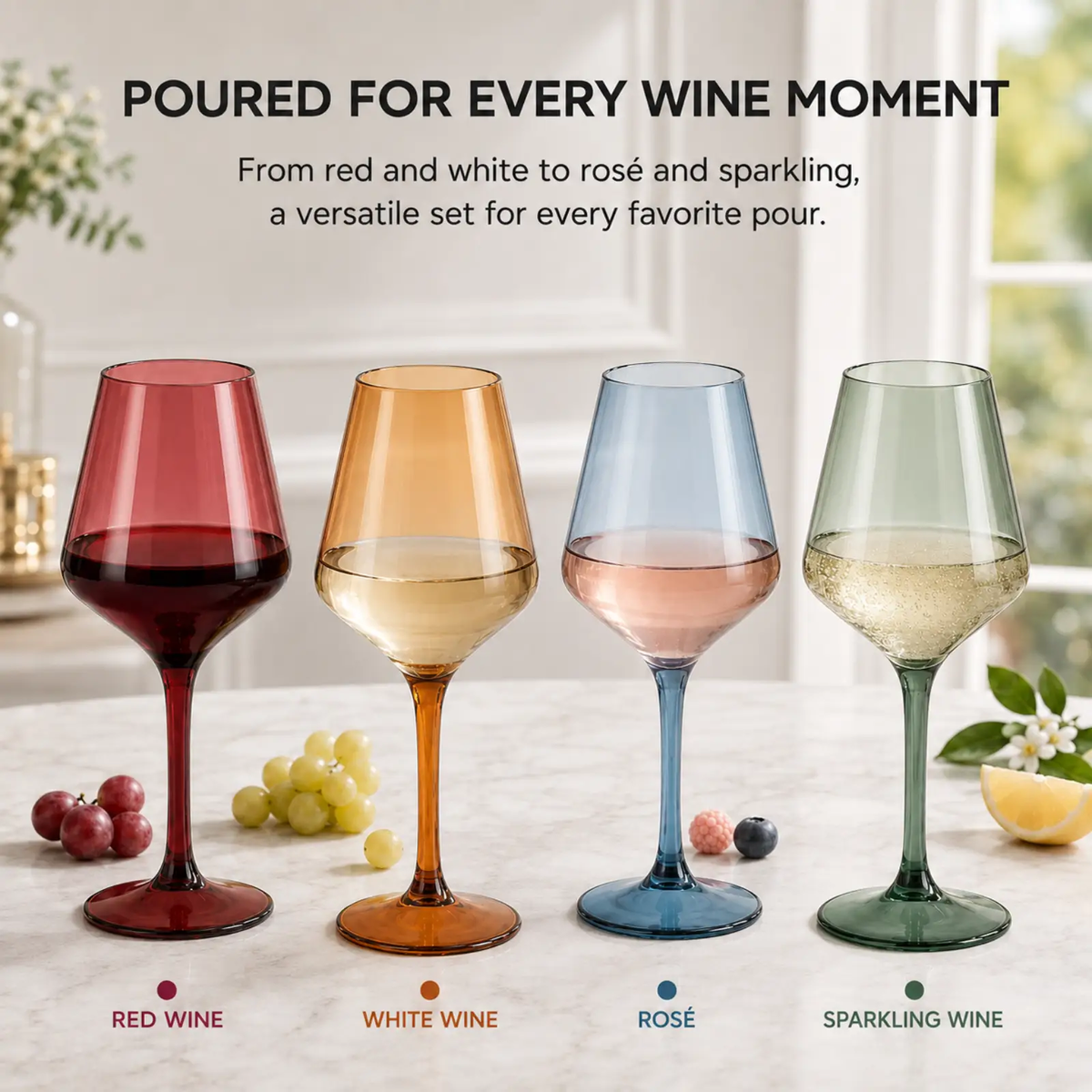 Floating Shatterproof Wine Glasses Set Of 4 Durable Acrylic