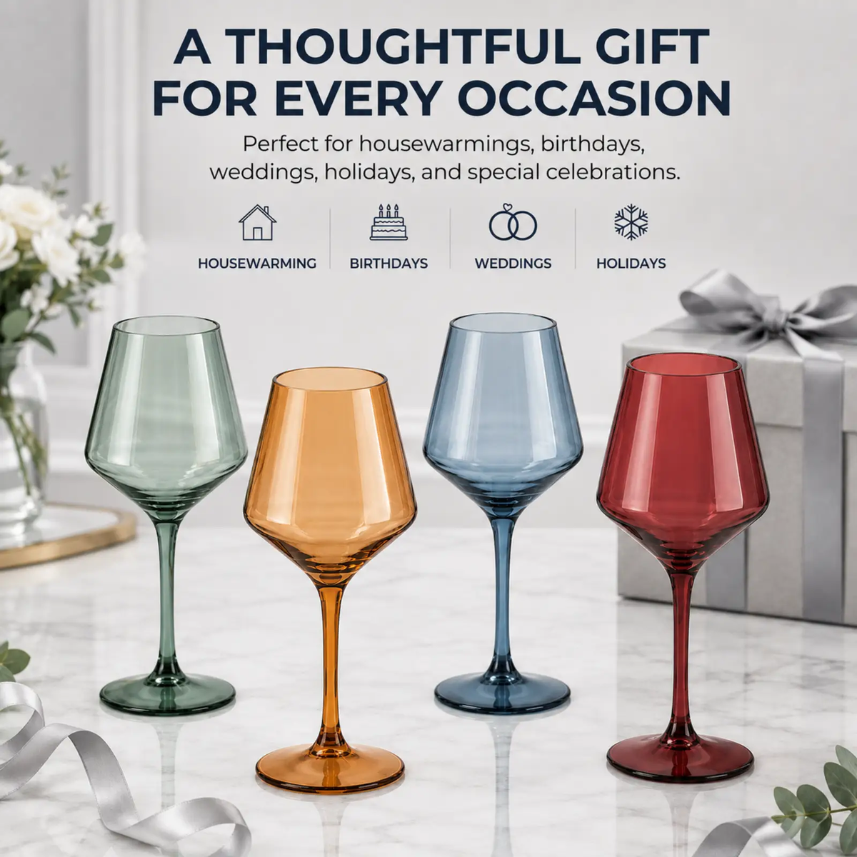 Floating Shatterproof Wine Glasses Set Of 4 Durable Acrylic