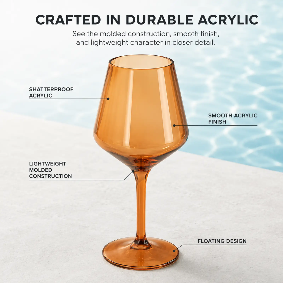 Floating Shatterproof Wine Glasses Set Of 4 Durable Acrylic