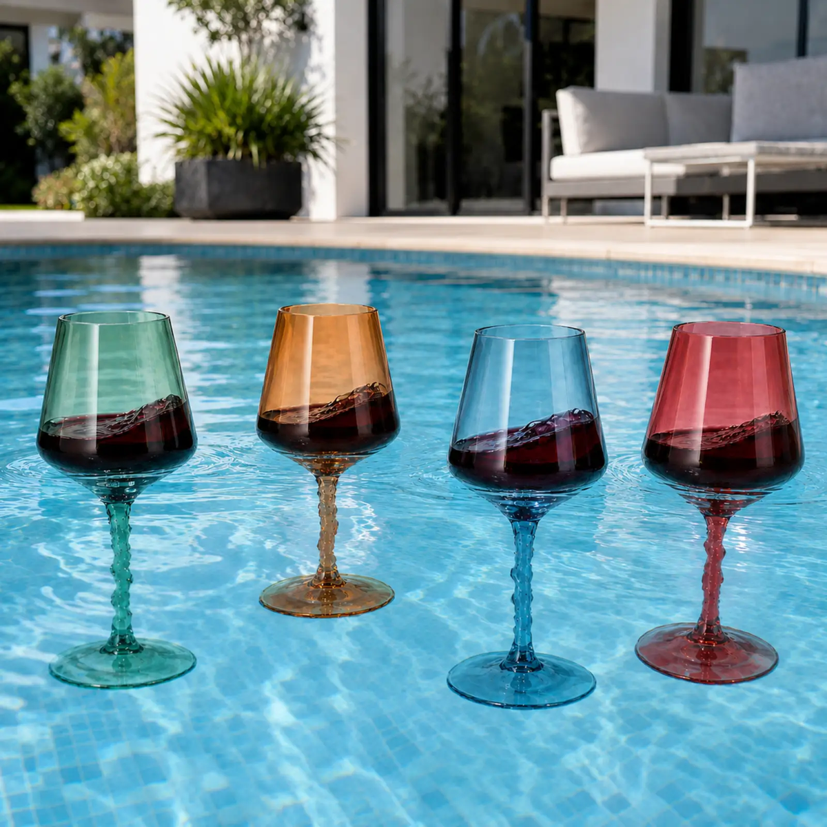Floating Shatterproof Wine Glasses Set Of 4 Durable Acrylic