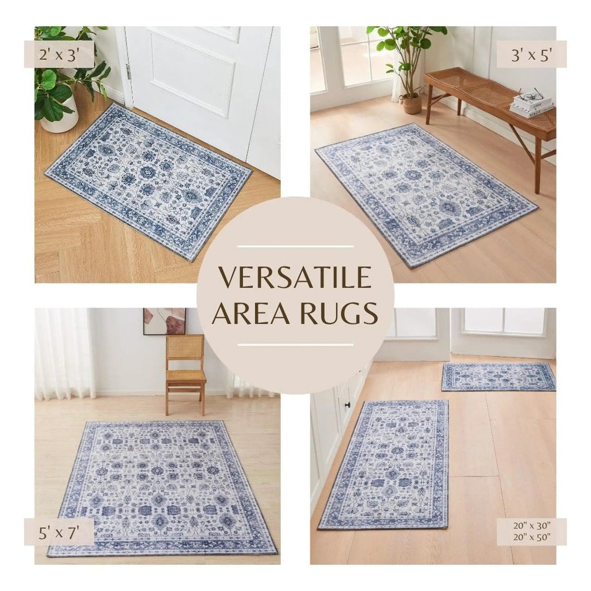 Floral Machine Washable Accent Area Rug 3' x 5' - Matra Collection from PriceLows™