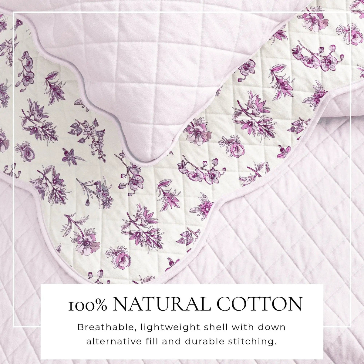 Floral Print & Scallopeded Edge Cotton Quilt Set - Sandie Collection from PriceLows™