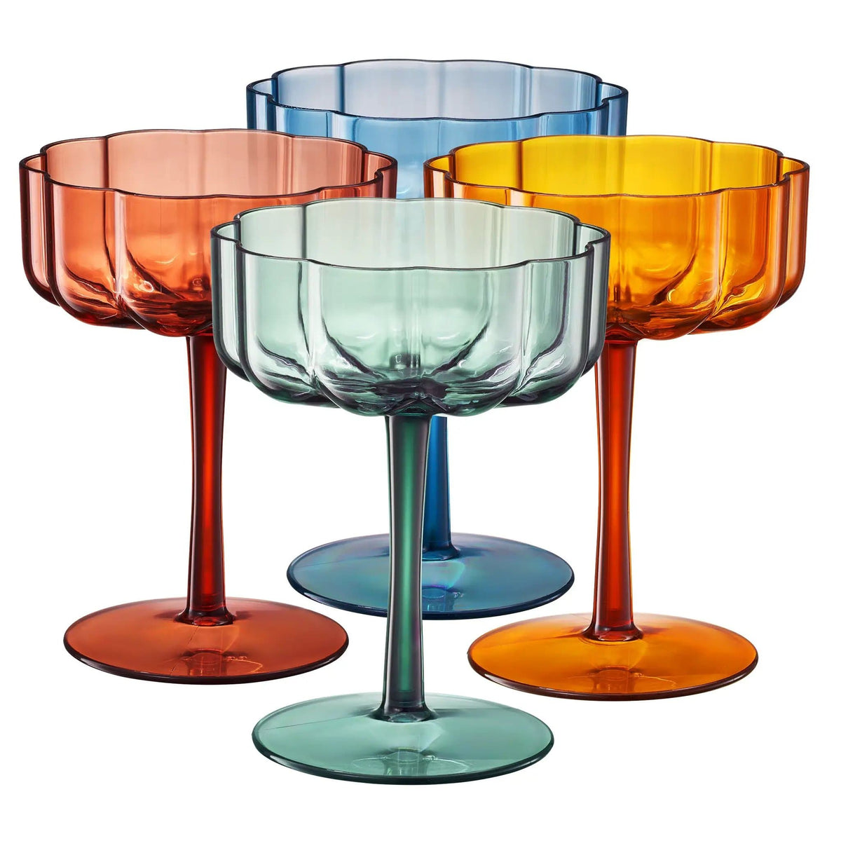 Eze Acrylic Champagne Coupe Cocktail Glassware | 8.5 oz | Set of 4 | Acrylic