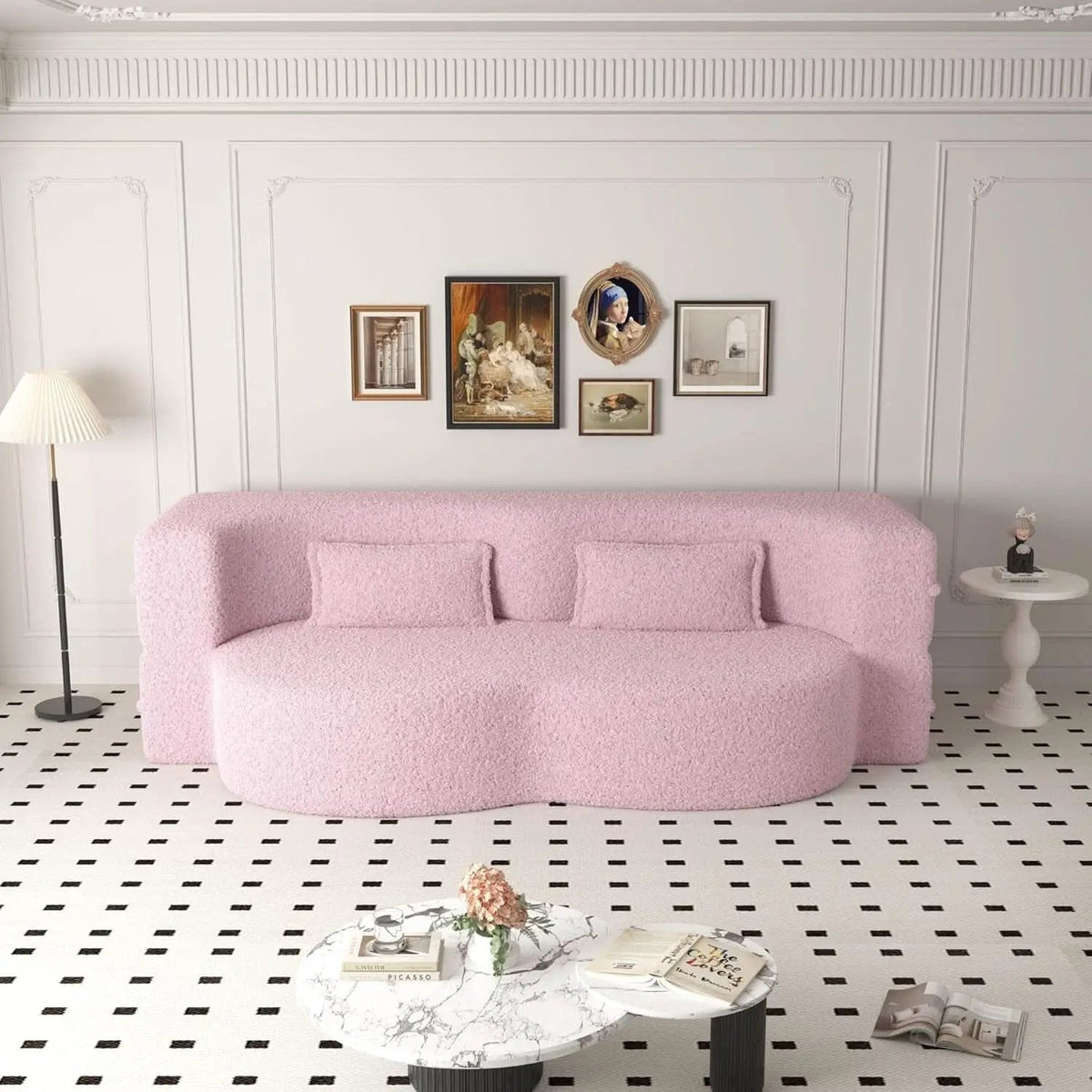 Powder Pink Ultra Comfort Contemporary Foldable Sleeper Sofa from PriceLows™