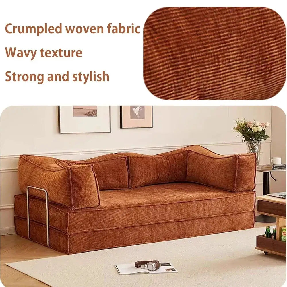 1.8m/2m/2.2m Foldable Compressible Vacuum Sofa Bed with Stainless Steel Frame Armrests Home Floor Mattress Couch For Living Room Bedroom Crumpled Woven Fabric from PriceLows™