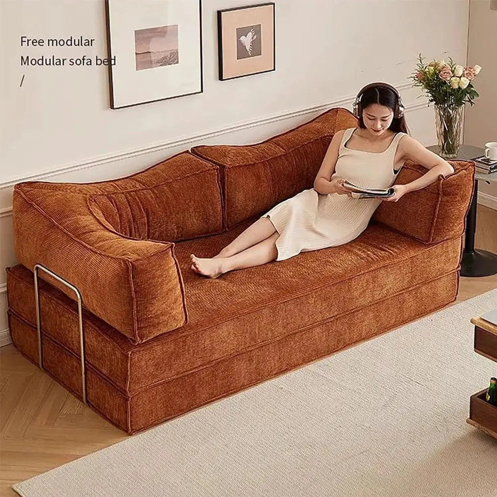 1.8m/2m/2.2m Foldable Compressible Vacuum Sofa Bed with Stainless Steel Frame Armrests Home Floor Mattress Couch For Living Room Bedroom Crumpled Woven Fabric from PriceLows™
