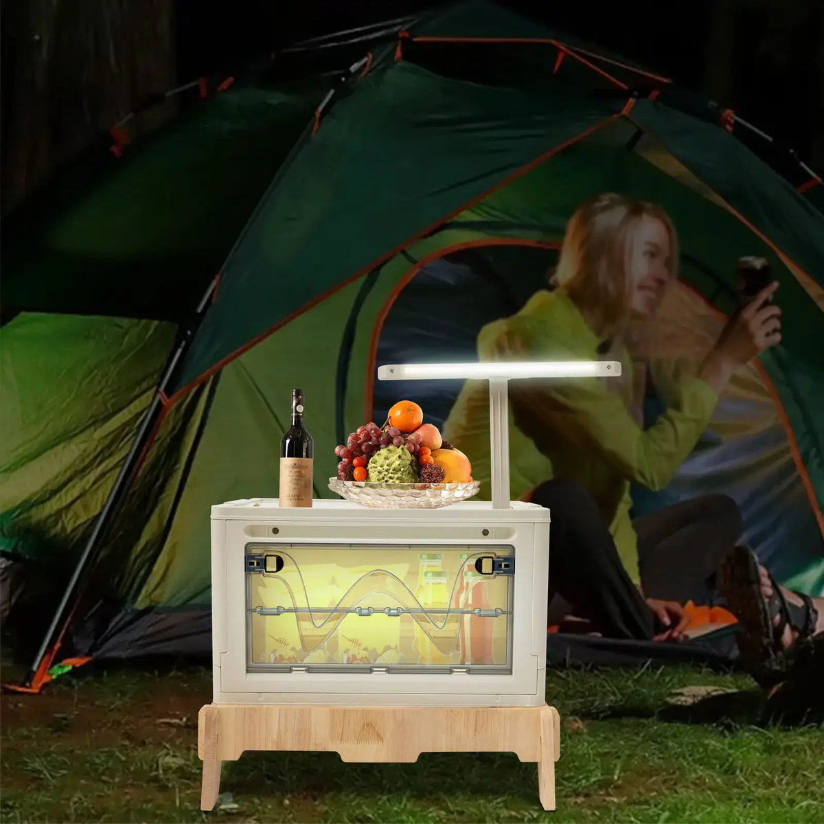 Folding Camping Table with Storage Space, Small Portable Foldable Compartment Table Suitable for Indoor, Outdoor, Barbecue from PriceLows™