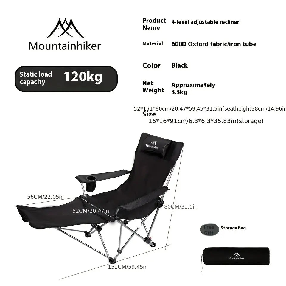 MOUNTAINHIKER 600D Oxford Cloth Folding Chair - Portable Outdoor Camping Chair and Beach Chair, 4 Adjustable Loungers from PriceLows™