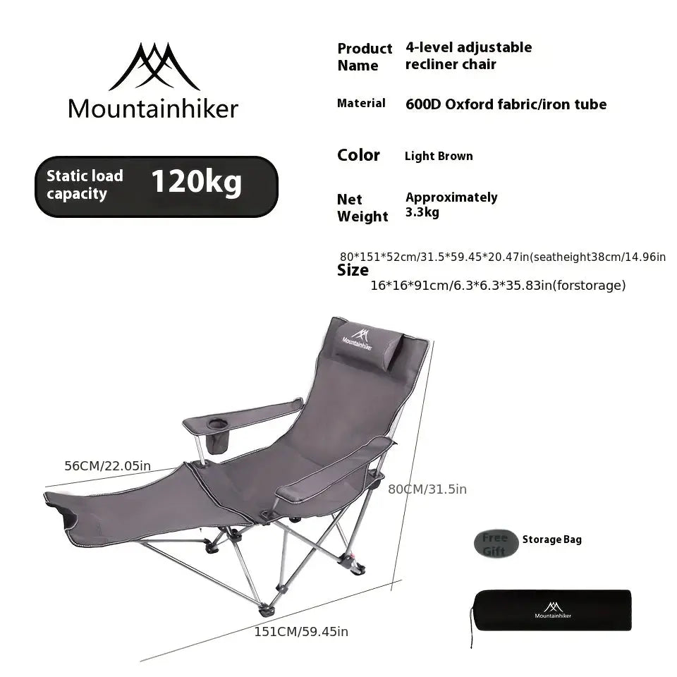 MOUNTAINHIKER 600D Oxford Cloth Folding Chair - Portable Outdoor Camping Chair and Beach Chair, 4 Adjustable Loungers from PriceLows™