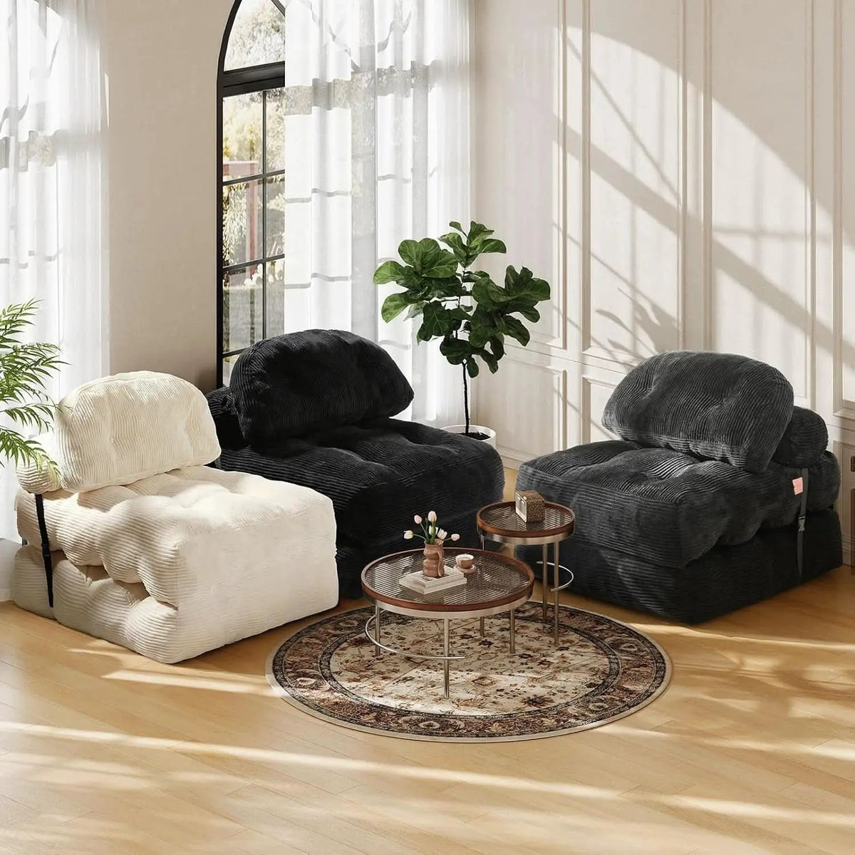 Dark Gray Folding Sofa Bed With Ergonomic Back Support from PriceLows™