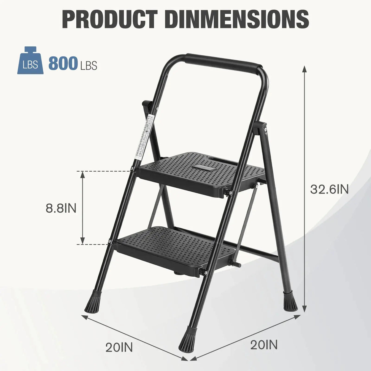 JHK Folding 2/3 Step Ladder Stool with Anti-Slip Pedal 800lbs Capacity Sturdy Steel Portable Cushioned Handle for Kitchen Home from PriceLows™
