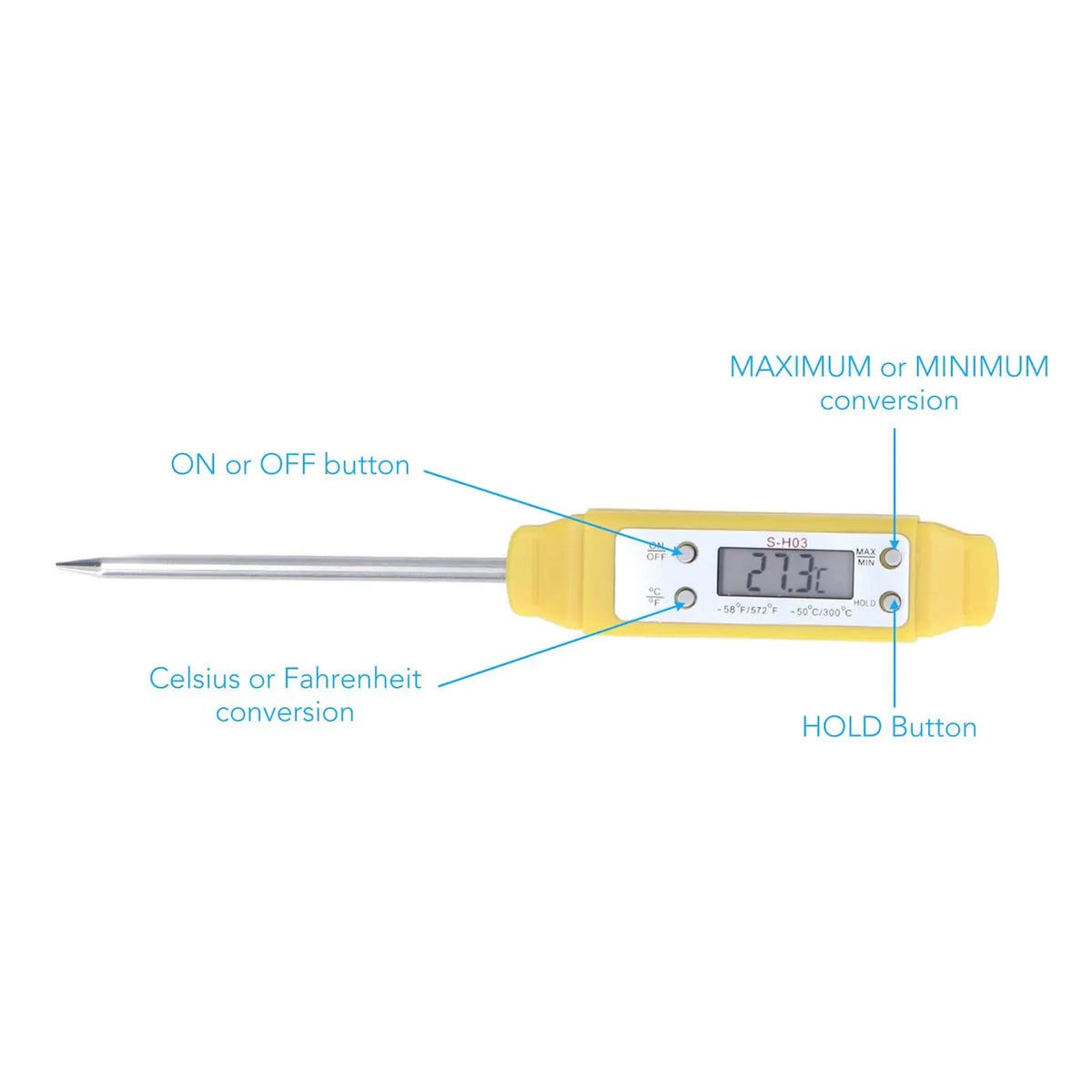 Food Thermometer | Calibration Function | Kitchen And BBQ Use | One Size from PriceLows™