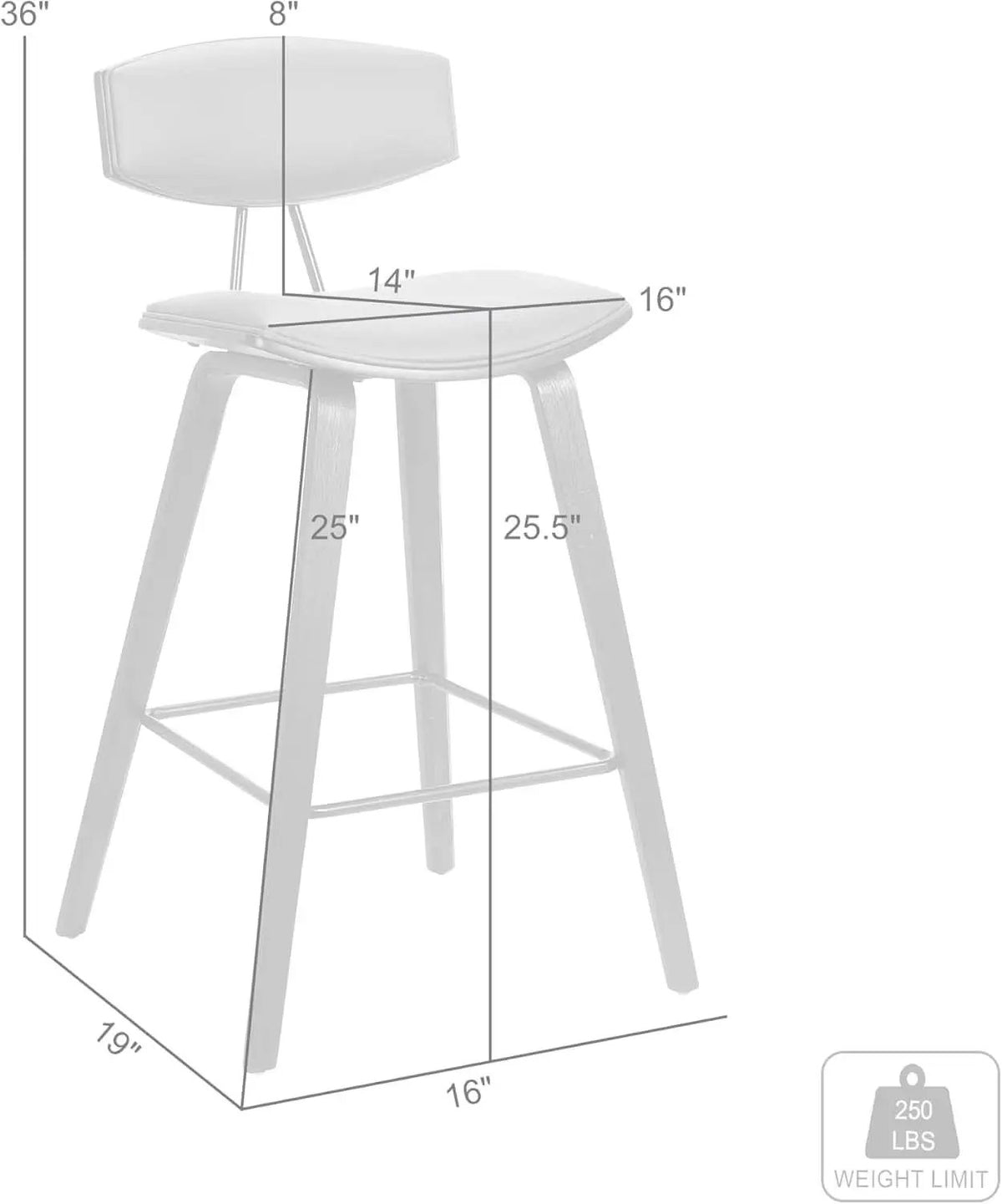 Fox Counter Height Grey Faux Leather Bar Stool Walnut Wood from PriceLows™