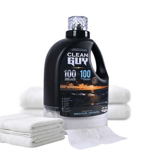 Heavy Duty Premium Laundry Detergent + Built-In Dryer Sheets (100 Loads) - FREE & CLEAR