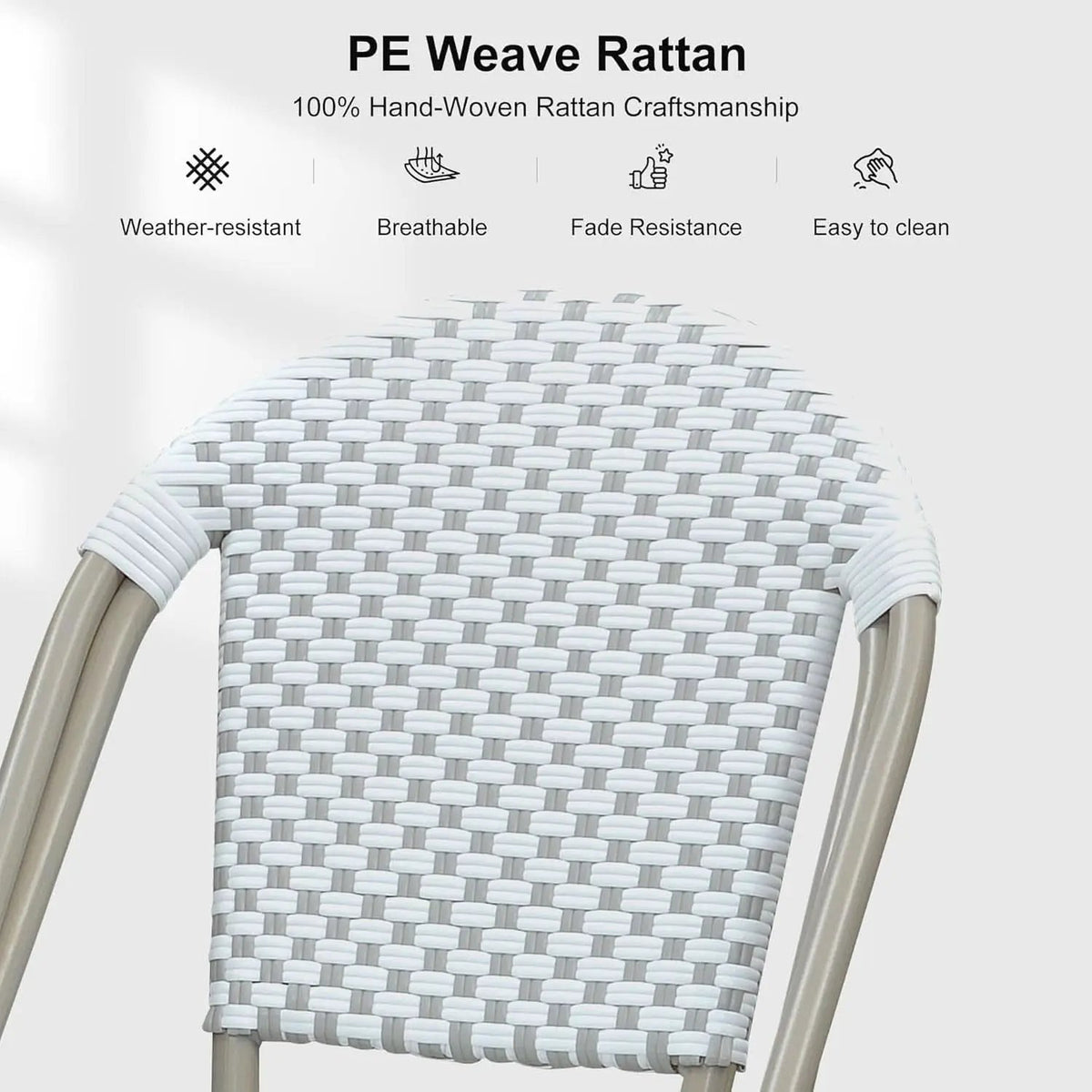 French Style Outdoor Bar Stools Set Of 2 27 Inch White And Grey from PriceLows™