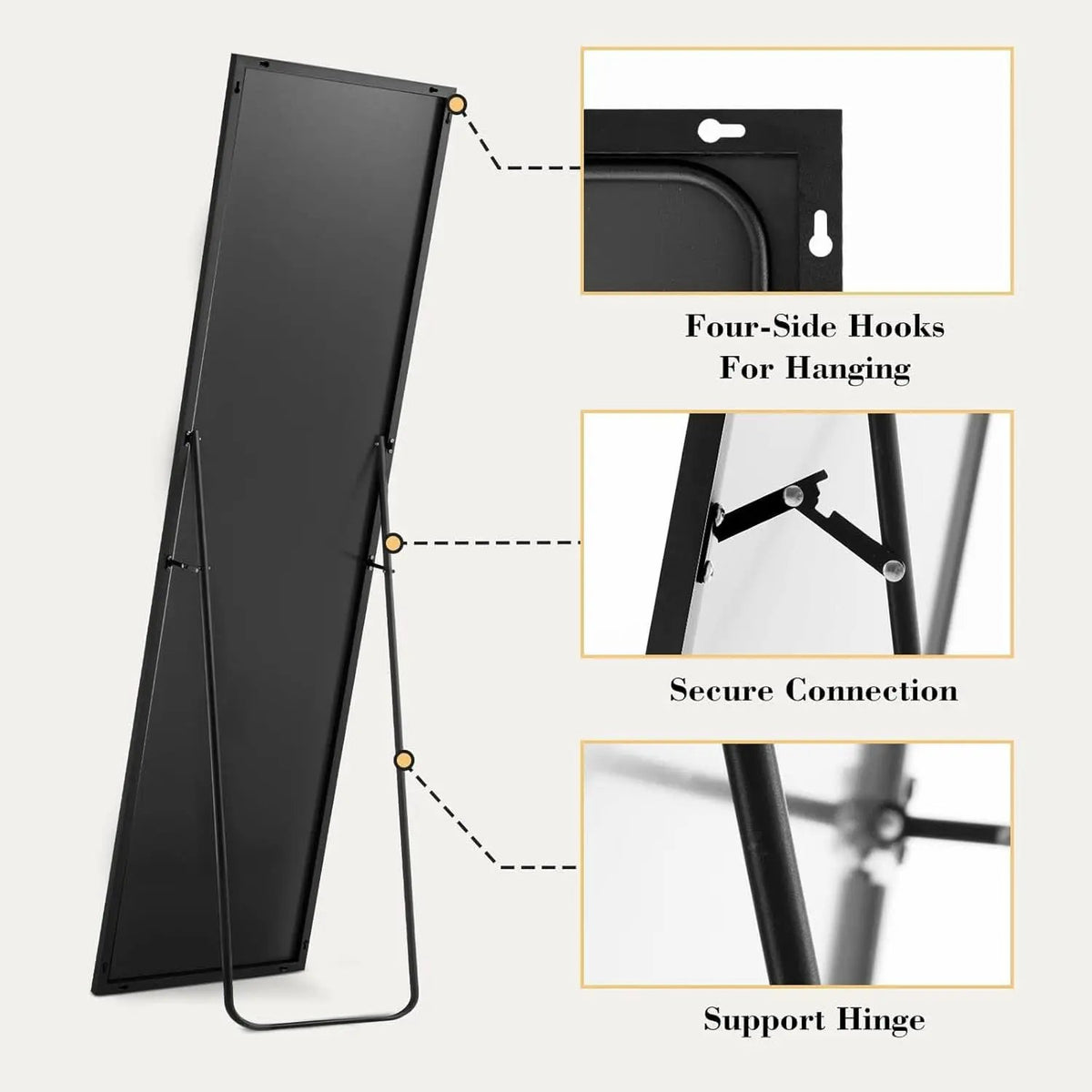 Full Length Floor Mirror 59x17 Aluminum Frame for Bedroom from PriceLows™