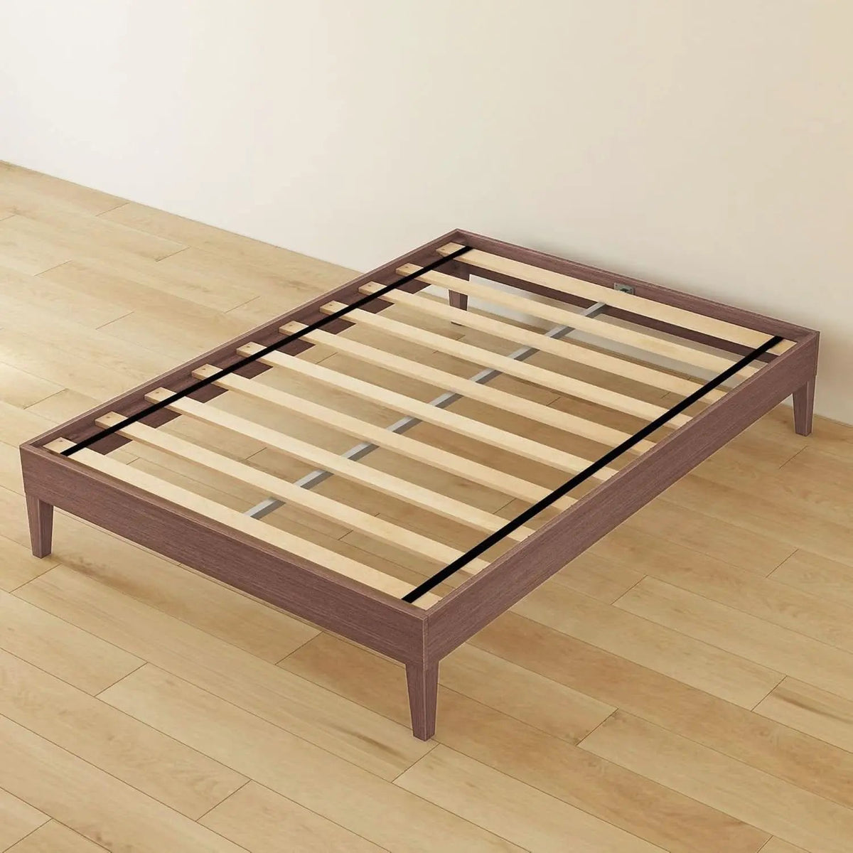 Full Size Dark Brown Platform Bed Frame Durable Quality