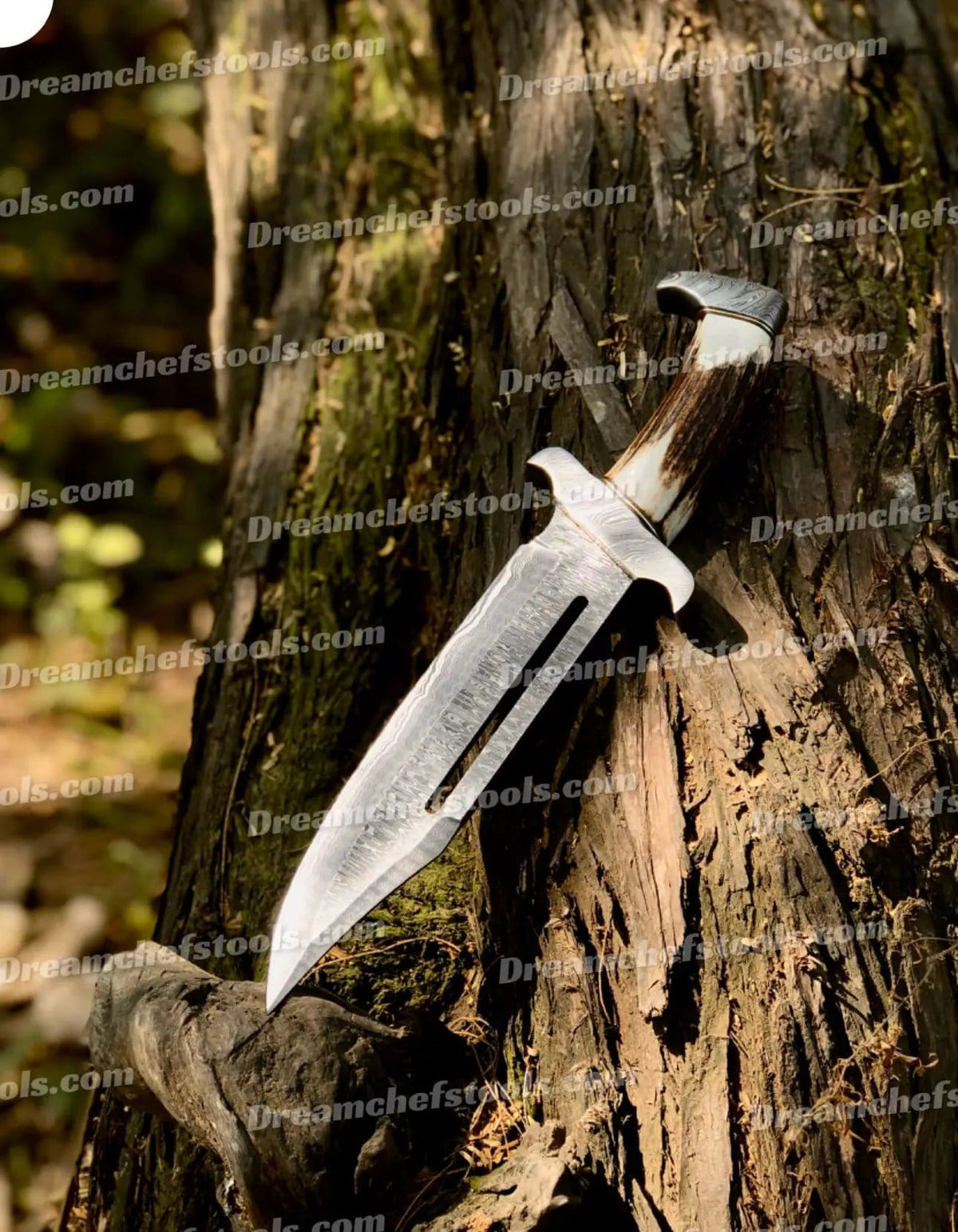 15" Handmade Damascus Steel Bowie Knife Full Tang with Stag Antler Handle & Damascus | 15 Inch | Damascus Steel | Custom handmade bowie Knife
