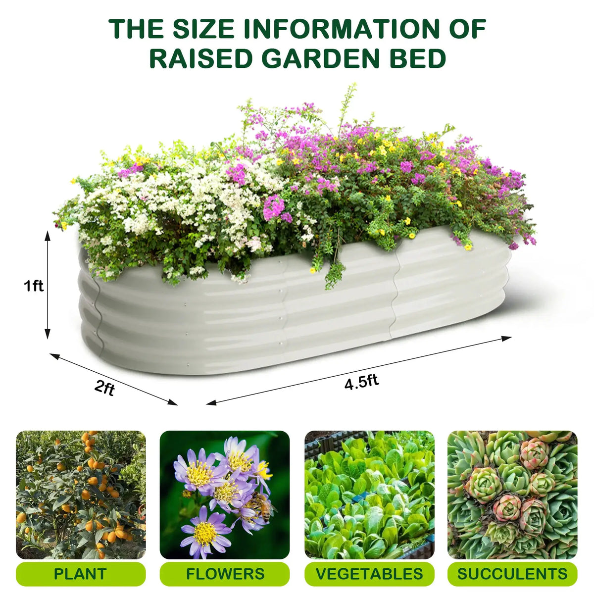 2 Pcs 4.5x2x1ft Oval Raised Garden Bed, Galvanized Raised Beds,Open-Ended Base Metal Raised Planter Beds,Garden Bed Outdoor from PriceLows™