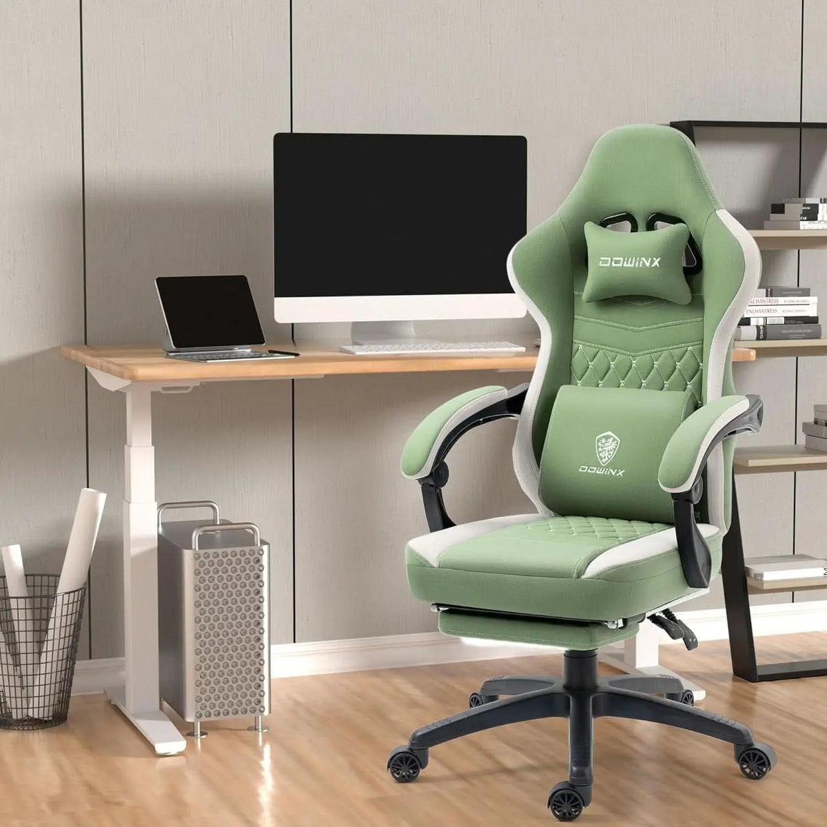 Gaming Chair With Pocket Spring Cushion And Footrest Green from PriceLows™