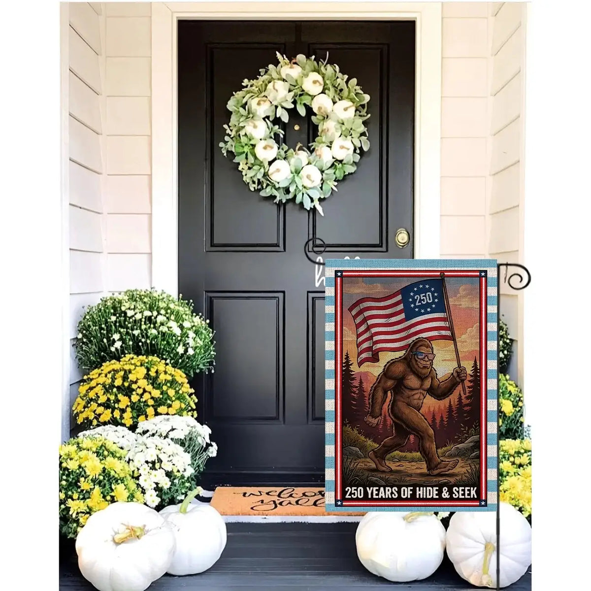 250th Anniversary American Garden Flag 12x18 – Patriotic Bigfoot Design, Double Sided – Outdoor Farmhouse Yard Decor from PriceLows™