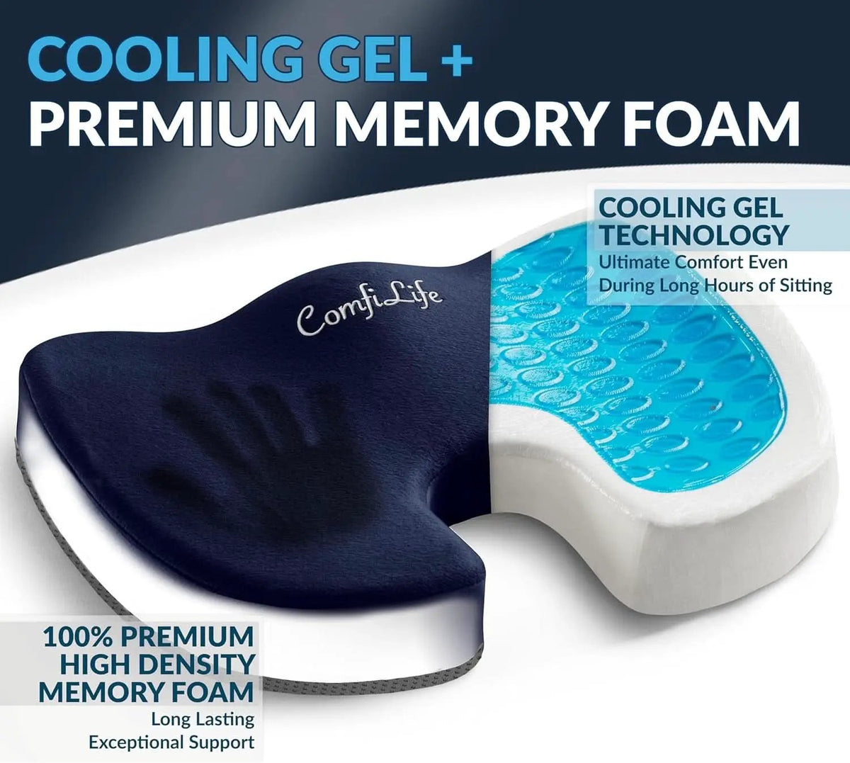 Gel Memory Foam Seat Cushion For Office Chair Navy from PriceLows™