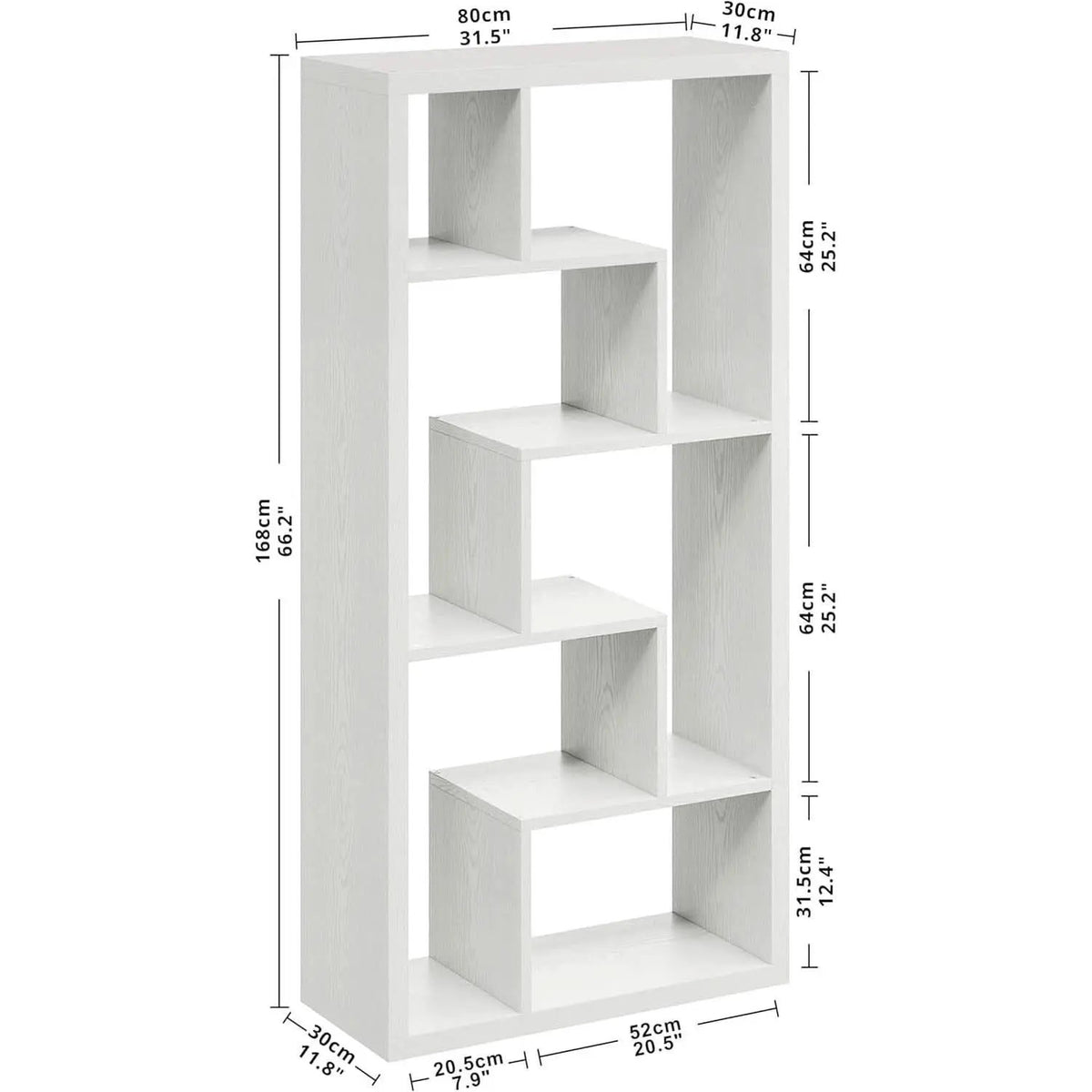 Geometric 6 Shelf Industrial Bookcase White Tall Storage from PriceLows™