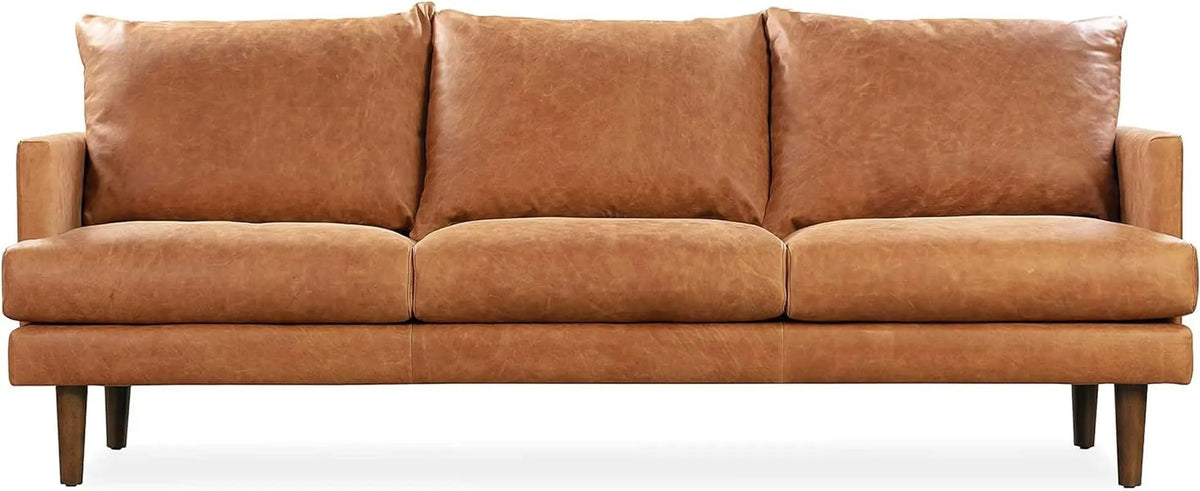 Girona 88 Inch Leather Sofa Cognac Tan With Tufted Back from PriceLows™