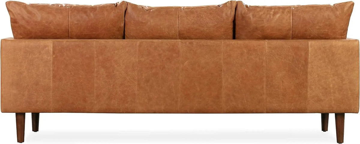 Girona 88 Inch Leather Sofa Cognac Tan With Tufted Back from PriceLows™